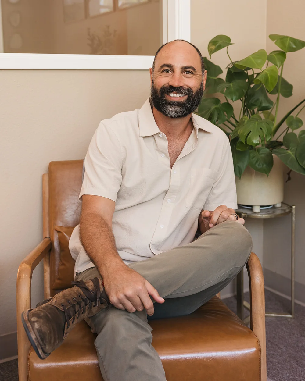 Michael Harris seated in his office
